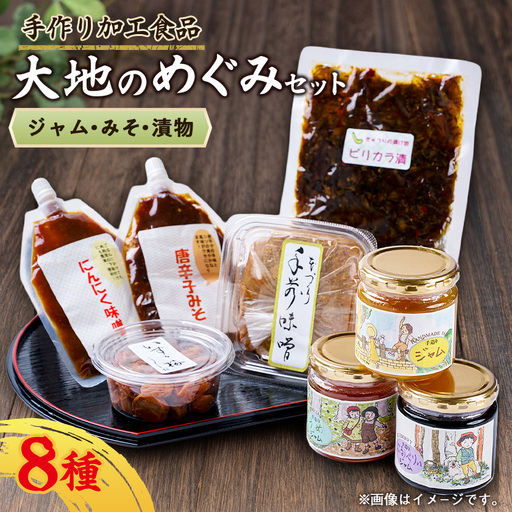 大地のめぐみセット(8品)_調味料 味噌  みそ  惣菜・加工品 梅干 漬物 梅干し うめぼし  惣菜・加工品 ジャム 缶詰・瓶詰 _【配送不可地域：離島】【1394440】