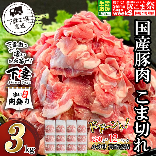 豚肉 こま切れ 3kg ( 250g × 12 ) 国産 豚肉