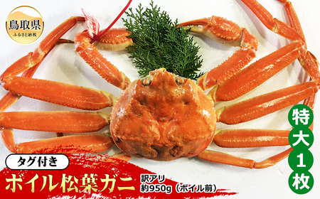  【魚倉】タグ付きボイル松葉ガニ 特大 約950g（ボイル前）【期間限定】_T2600162