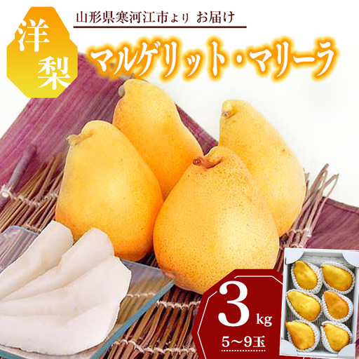令和8年産 洋梨「追熟 マルゲリット・マリーラ」 秀品 3kg （ 5 - 9玉 ） 山形県産【2026年9月下旬頃から10月上旬頃発送予定】　012-B-MM023