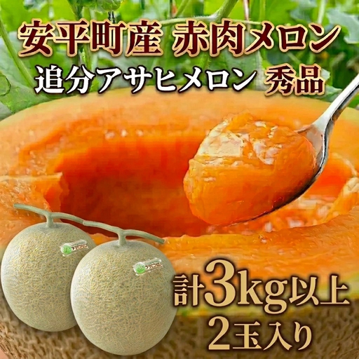 メロン 北海道 追分アサヒメロン〔秀品〕2玉（5玉サイズ）安平町産【1395534】