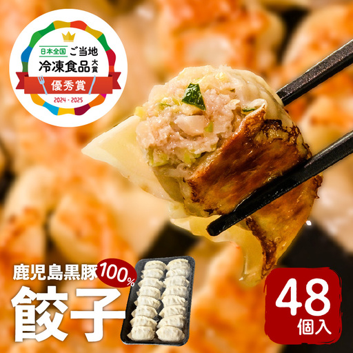 【第1回 日本全国！ ご当地冷凍食品大賞 2024-2025 優秀賞受賞！】鹿児島黒豚100%餃子 48個入り K027-008 肉 豚肉 惣菜 総菜 冷凍