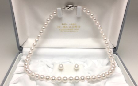 真珠 7〜7.5mm ネックレス ピアス セット パール アクセサリー ギフト ジュエリー ピアス イヤリング アコヤ真珠 母の日 入学式 卒業式 結婚式 冠婚葬祭 / 老舗の専門店・高品質アコヤネックレスセット7.0〜.5ミリ ()