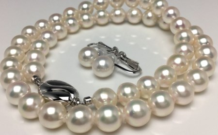 真珠 ネックレス ピアス セット パール 7.5〜8.0 ミリ 三重県 伊勢志摩 志摩 アクセサリー ギフト プレゼント お祝い 母の日 入学式 卒業式 結婚式 冠婚葬祭 成人祝い 結婚祝い / 老舗の 真珠 専門店・ 高品質 アコヤ ネックレス セット 7.5〜8.0ミリ ( イヤリング )