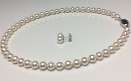 真珠 ネックレス ピアス セット パール 7.5ミリ 〜 8ミリ 三重県 伊勢志摩 志摩 アクセサリー ギフト プレゼント お祝い 母の日 入学式 卒業式 結婚式 冠婚葬祭 / 老舗の真珠専門店・高品質アコヤ ネックレスセット7.5〜8.0ミリ