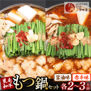 [黒毛和牛専門 もつ鍋こうづき] もつ鍋セット?油味・赤辛味噌味各2〜3人前