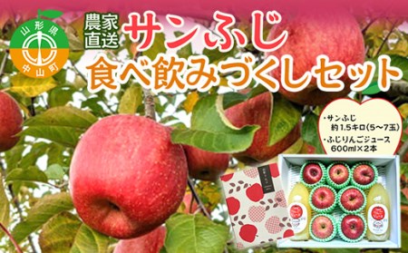 ≪2026年先行予約≫農家直送 山形県産中山町産 サンふじりんご 2026年12月下旬より発送 食べ飲みづくしセット 渡辺ファーム 山形県産 リンゴ 林檎 ジュース F4A-0119