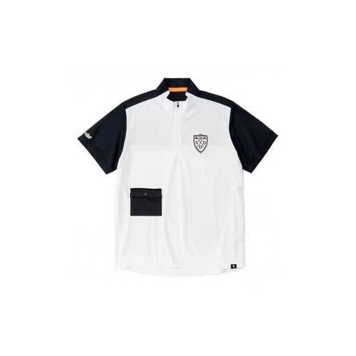 再生ポリエステル使用 サステナブル・ゴルフウェア・ブランド VIRI-DARI (ヴィリダリ) GOLFのウェア 吸水・速乾・UVケア メンズS（ホワイト×ブラック）