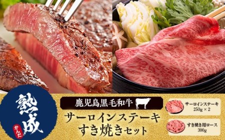 鹿児島県産黒毛和牛サｰロインステｰキ･すき焼きBセット 名産鹿児島和牛かんだ本店