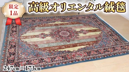 【限定1品】 絨毯 ウール シルク 手織り ラグマット カーペット／ 高級 リビングサイズ 247×173cm 高品質 じゅうたん ラグ （FL-22001) 