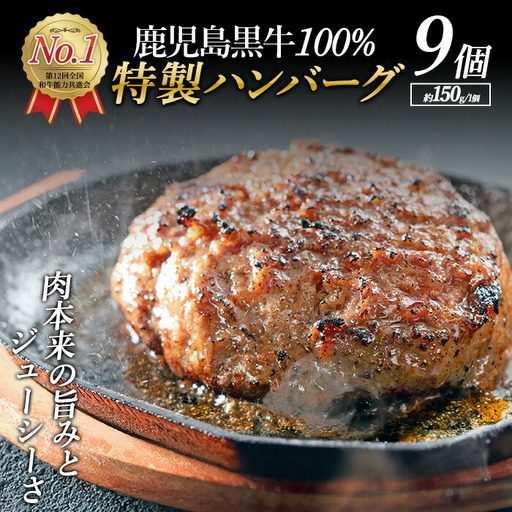 鹿児島黒牛特選ハンバーグ9個入り【nixy中山亭】chuzan-7012