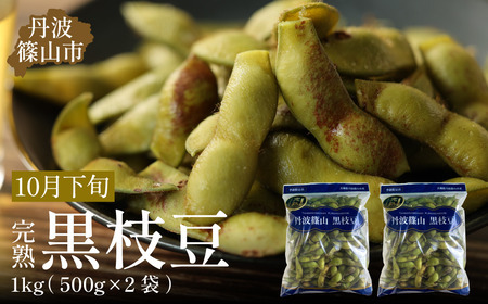 [早期予約/2026年10月下旬発送]令和8年産 晩摘み 完熟 丹波黒枝豆(500g×2個・枝なし) 大粒 黒枝豆 丹波篠山産 小分け