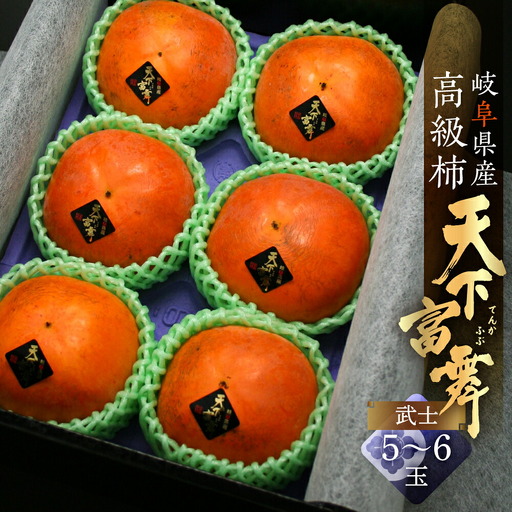 [先行予約] 令和8年産 岐阜の高級ブランド柿「天下富舞(てんかふぶ)」武士(もののふ) 5〜6玉入り 10月下旬〜11月中旬に配送 [0957]