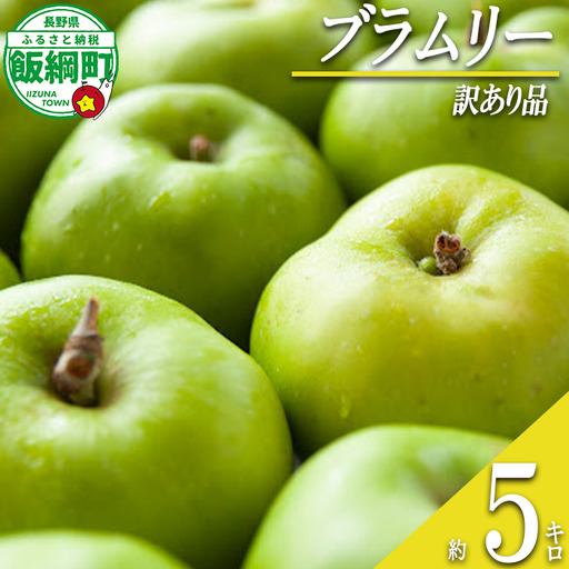 [ すっぱいりんご ] りんご ブラムリー 訳あり 5kg 沖縄県への配送不可 クッキングアップル 2026年8月下旬頃から2026年9月下旬頃まで順次発送予定 ふるさと振興公社 リンゴ 林檎 長野県 飯綱町 [1561]