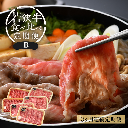 【定期便 3ケ月】 定期便B 厳選 黒毛和牛「若狭牛」食べ比べ 合計2.18kg   牛脂付き 冷凍  e02-j001]