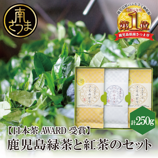 【日本茶AWARD受賞】鹿児島緑茶と紅茶のセット（計250g）  鹿児島県産 かごしま お茶 日本茶 緑茶 紅茶 茶葉 南さつま市 小牧緑峰園