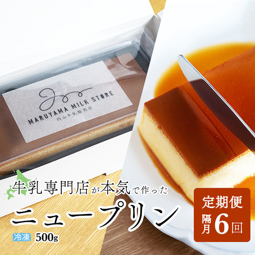 【隔月定期便】　濃厚プリン　New Pudding（ニュープディング）（500g×1本）×6回 be152-0931-200-6　（ ぷりん プリン プディング 北海道 別海町 人気 ふるさと納税 ）