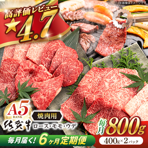 【定期便】 牛肉 焼肉 佐賀牛 A5 総計4.8kg NAB230 焼肉 全6回