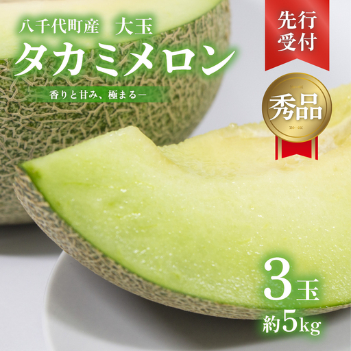 【先行予約】メロン タカミメロン 秀品 3玉 約5kg 八千代町産