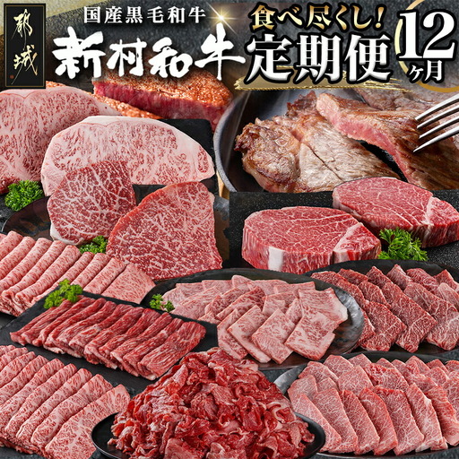 黒毛和牛の本気!食べ尽くし12ヶ月定期便〔TAC12-4201〕_(都城市) 国産 黒毛和牛 和牛 肩ローススライス サーロインステーキ 小間切り落とし 霜降りカルビ モモステーキ 赤身カルビ ロース焼肉 モモスライス ローススライス ヒレステーキ 定期便