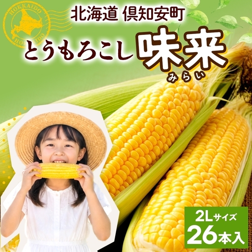 とうもろこし 味来 2Lサイズ 26本 約10kg 北海道産 朝もぎ イエロー コーン みらい