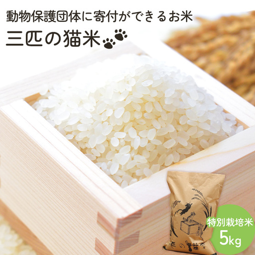 三匹の猫米/動物保護に携われる/特別栽培米 5kg
