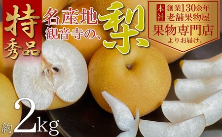 [2026年8月中旬より順次発送]特秀品!観音寺の梨(豊水・南水)約2kg 果物 フルーツ デザート おやつ 食後 国産 日本産 産地直送 みずみずしい シャキシャキ