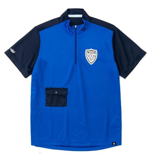 再生ポリエステル使用 サステナブル・ゴルフウェア・ブランド VIRI-DARI (ヴィリダリ) GOLFのウェア 吸水・速乾・UVケア メンズM(ブルー×ネイビー)