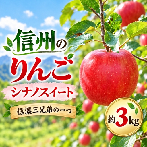 令和8年10月中旬頃発送　信州のりんご シナノスイート 約3キロ 信濃三兄弟の一つ【012-91】