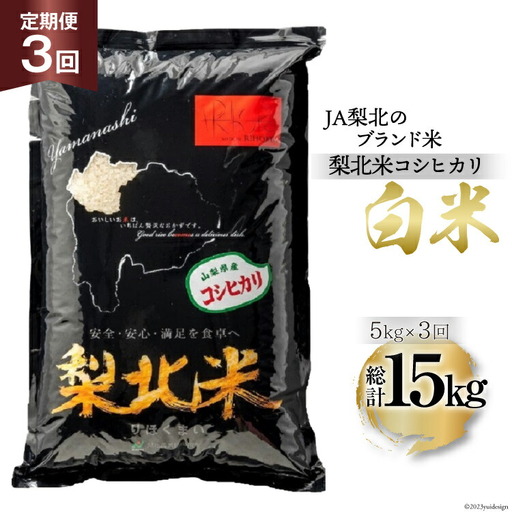 【定期便】【3回 米 定期便 】 梨北米 コシヒカリ 5kg×3回 総計15kg