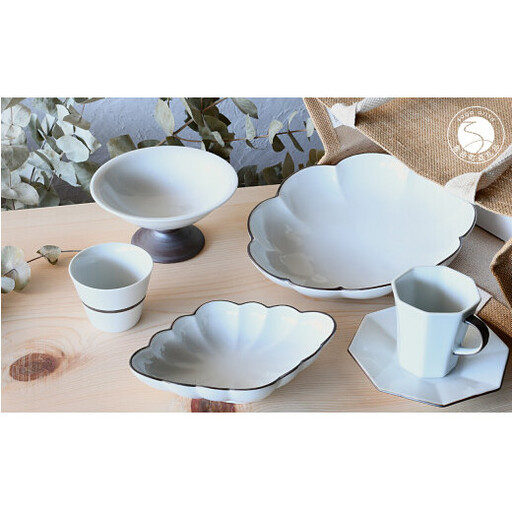 有田焼 SABIシリーズ 新生活5点セット【ARITAYAKI-STORE】 有田焼 器 うつわ 白 パスタ皿 カレー皿 コーヒー碗皿 マルチカップ 高台鉢 セット ギフト 新生活 | 75000円 7.5万円 7万5千円 | ek001