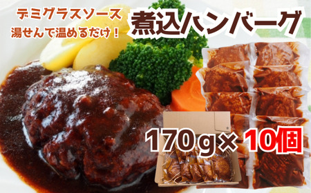 76-A4B湯せんで簡単!デミグラス煮込みハンバーグ 10個セット(170g×10個)