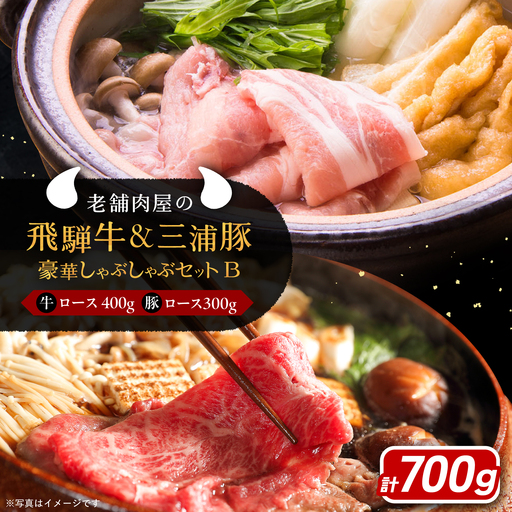 飛騨牛ロース400g 三浦豚ロース300g 豪華しゃぶしゃぶセットB 各種類1パック / 恵那市 / 岩島屋 [AUAJ026]