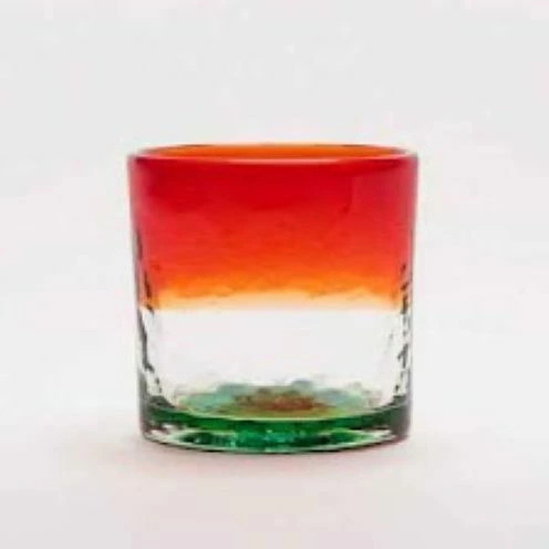 【RYUKYU GLASS WORKS 海風】ロックグラス「残波の夕日・緑」