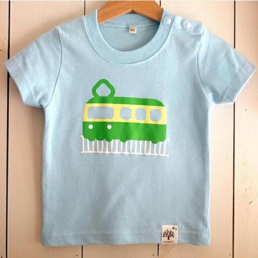 【ライトブルー・120】江ノ電キッズTシャツ