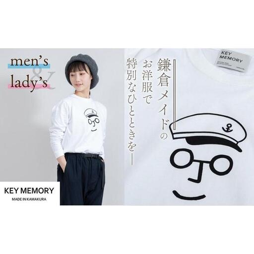 《2》【KEYMEMORY　鎌倉】セーラー帽イラストロングTシャツ　WHITE