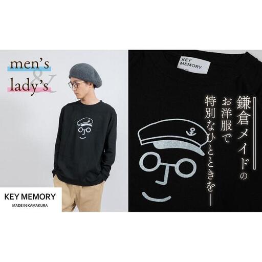 《0》【KEYMEMORY　鎌倉】セーラー帽イラストロングTシャツ　BLACK