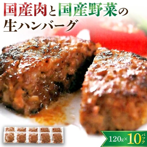 国産肉と国産野菜の生ハンバーグ 120g×10パック