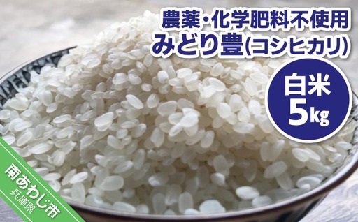 【令和7年産】農薬・化学肥料不使用 白米５kｇ みどり豊(コシヒカリ)