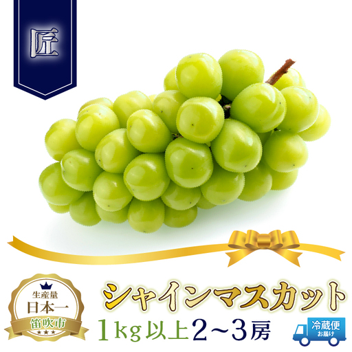 ＜26年発送先行予約＞笛吹市産シャインマスカット（匠）2～3房 1kg以上 210-002