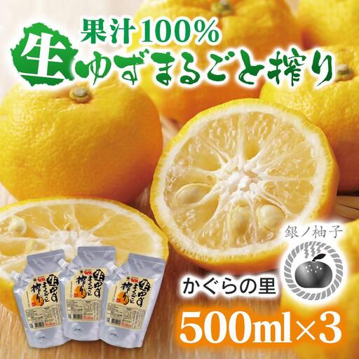 「銀の柚子」生ゆずまるごと搾りセット 果汁100% 小分け かぐらの里[4-6a]