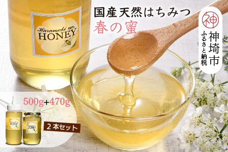 2025年産【数量限定】国産天然蜂蜜(春の蜜)500g&470g【合計970g】(H049114)