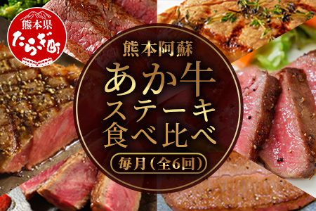 【定期便6回】あか牛 ステーキ 食べ比べ！ 6部位 熊本県産 和牛 タレ付 牛肉 お肉 肉 にく 定期 あか牛 和牛 国産 ステーキ ステーキセット サーロイン サーロインステーキ ミスジ ミスジステーキ ランプ ランプステーキ 三角バラ バラ 三角バラステーキ ヒレ ヒレステーキ リブ リブロース リブロースステーキ ロース あか牛セット あか牛ステーキセット ご褒美 6カ月 希少 希少部位 定期発送 定期便 熊本県 熊本 046-0634
