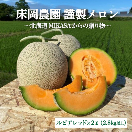 《2026年分受付中》床岡農園・謹製メロン(2玉入り2.8kg以上)～北海道MIKASAからの贈り物～【01165】