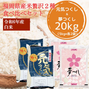 【ふるさと納税】令和8年産 福岡県産 米 食べ比べ＜白米＞セット「夢つくし」と「元気つくし」2種類 計20kg入り [a7261] 株式会社 ゼロプラス 【返礼品】添田町 ふるさと納税