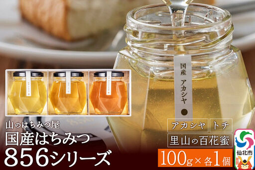 856シリーズ 国産 アカシヤ・トチ・里山 100g 各1個 山のはちみつ屋