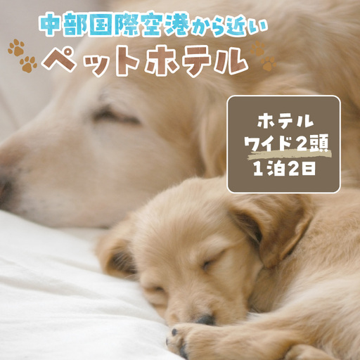 【海を一望できるドッグラン 利用チケット】ホテル ワイド2頭 1泊2日 犬 ペット ペットホテル 犬用ホテル 超小型犬 小型犬 中型犬 dog わんちゃん 愛犬 イヌ 宿泊 ドッグラン 常滑市 空港に近い 飼い主 体験チケット 2頭 2匹 1泊 愛知県 常滑市