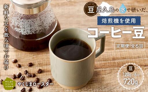 【定期便 全6回】【豆】屋久島の水で研いだ（焙煎機を使用した）コーヒー（1回分120g）