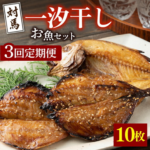 【全3回定期便】対馬 一汐干し お魚 セット 5種10枚 詰め合わせ アジ 穴子 カマス 連子鯛 干物 海産物 [WAI033]