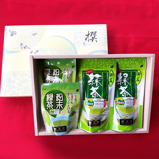 [無農薬栽培]粉末緑茶・緑茶ティーバッグ詰め合わせセット K009012